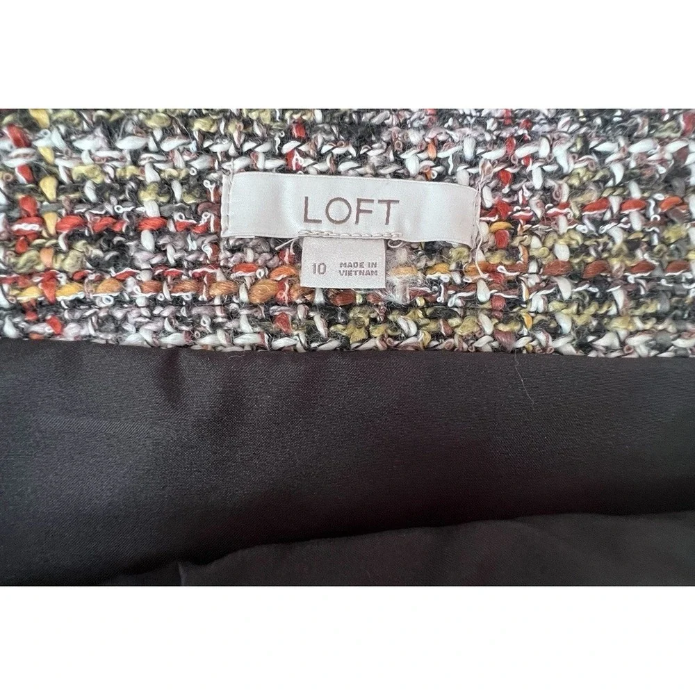 Loft Tweed‎ Pocket Skirt Multicolor Skirt Faux Pockets Lined Zip Size 10